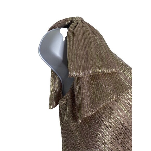 Aqua Woman’s One Shoulder Metallic Sheath Dress Mini Shoulder Bow Mauve SZ 4 - Picture 5 of 8